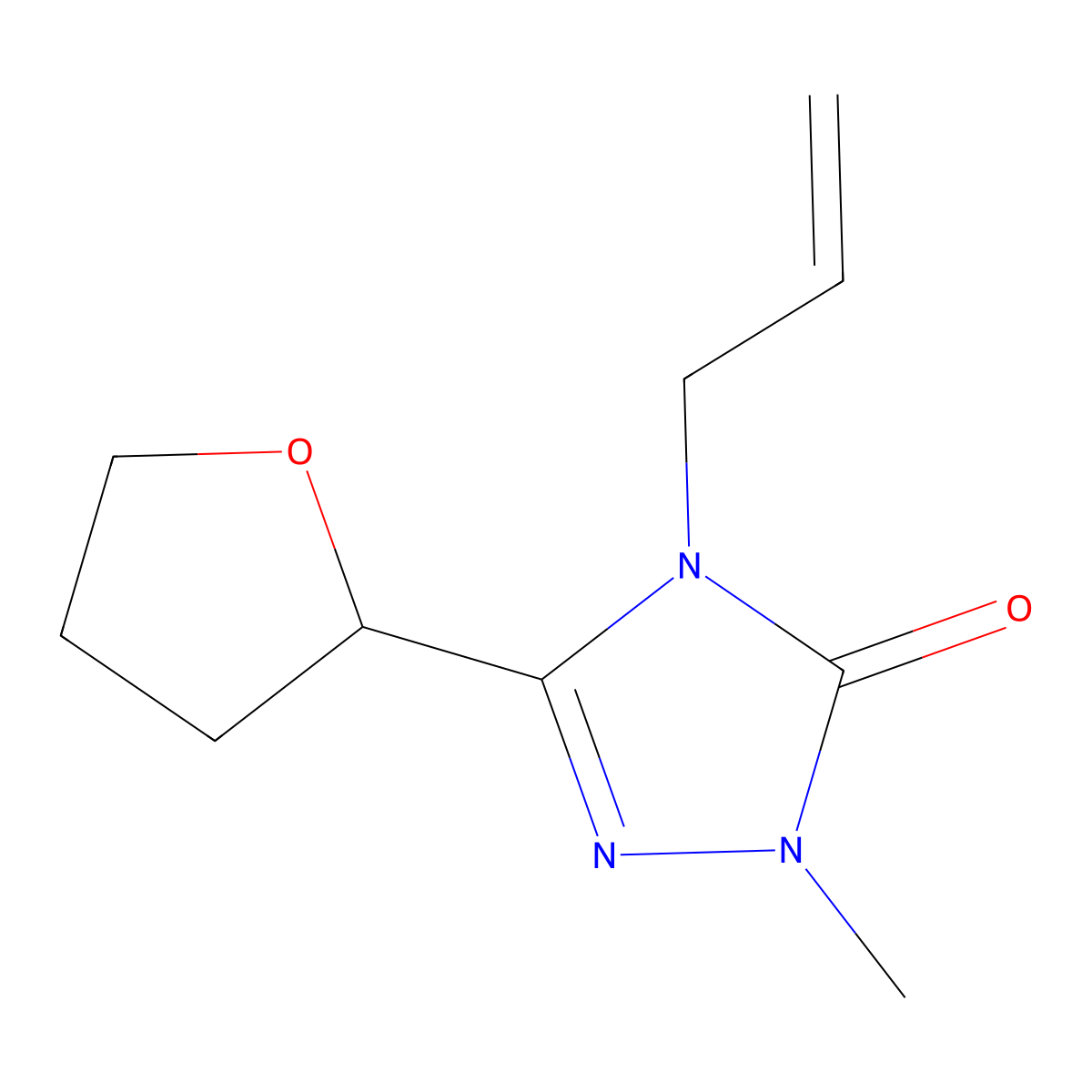 1-methyl-3-(oxolan-2-yl)-4-(prop-2-en-1-yl)-4,5-dihydro-1H-1,2,4-triazol-5-one molecular structure, CAS 2199507-53-2