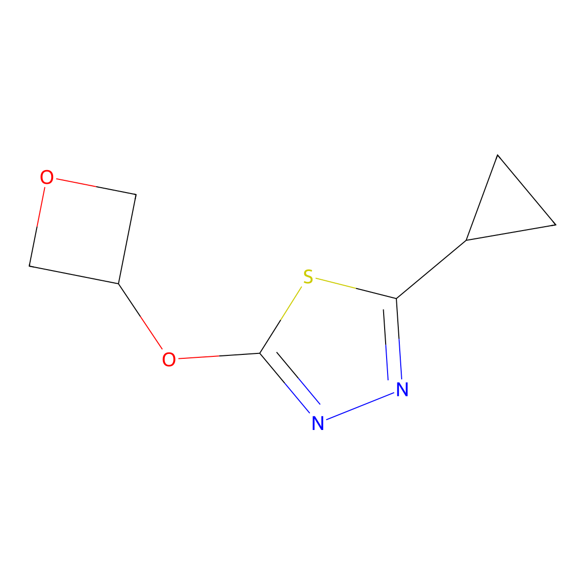 2-Cyclopropyl-5-(oxetan-3-yloxy)-1,3,4-thiadiazole molecular structure, CAS 2199509-51-6