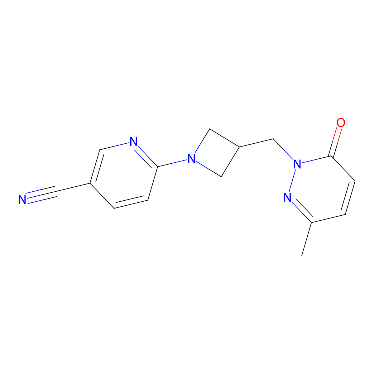 6-{3-[(3-Methyl-6-oxo-1,6-dihydropyridazin-1-yl)methyl]azetidin-1-yl}pyridine-3-carbonitrile molecular structure, CAS 2199510-22-8