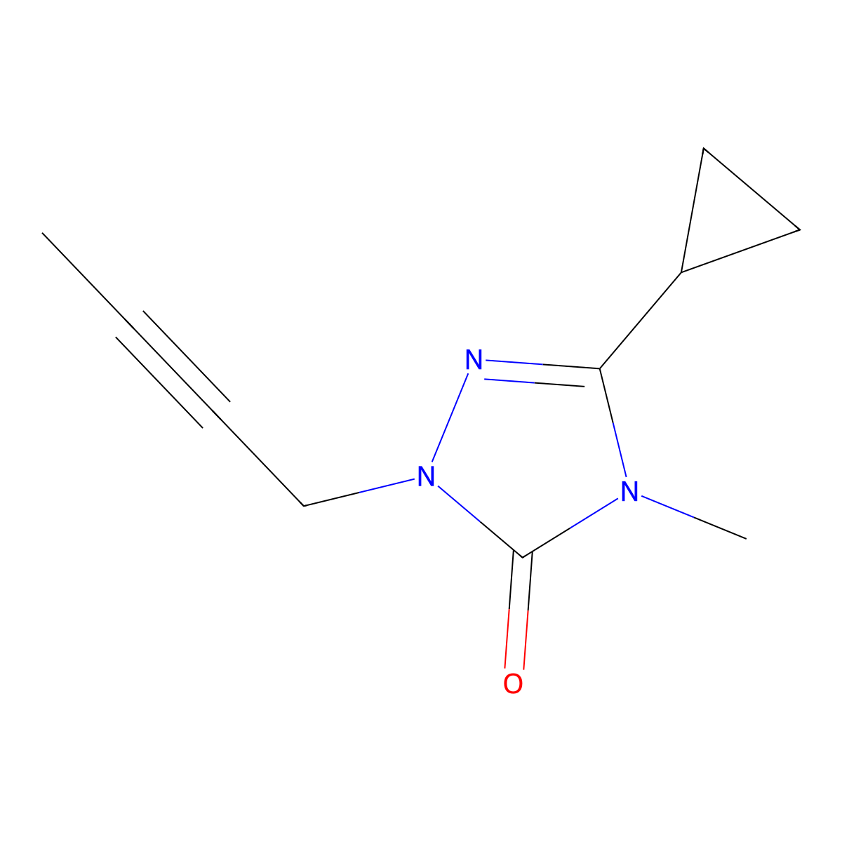 1-(but-2-yn-1-yl)-3-cyclopropyl-4-methyl-4,5-dihydro-1H-1,2,4-triazol-5-one molecular structure, CAS 2199517-25-2