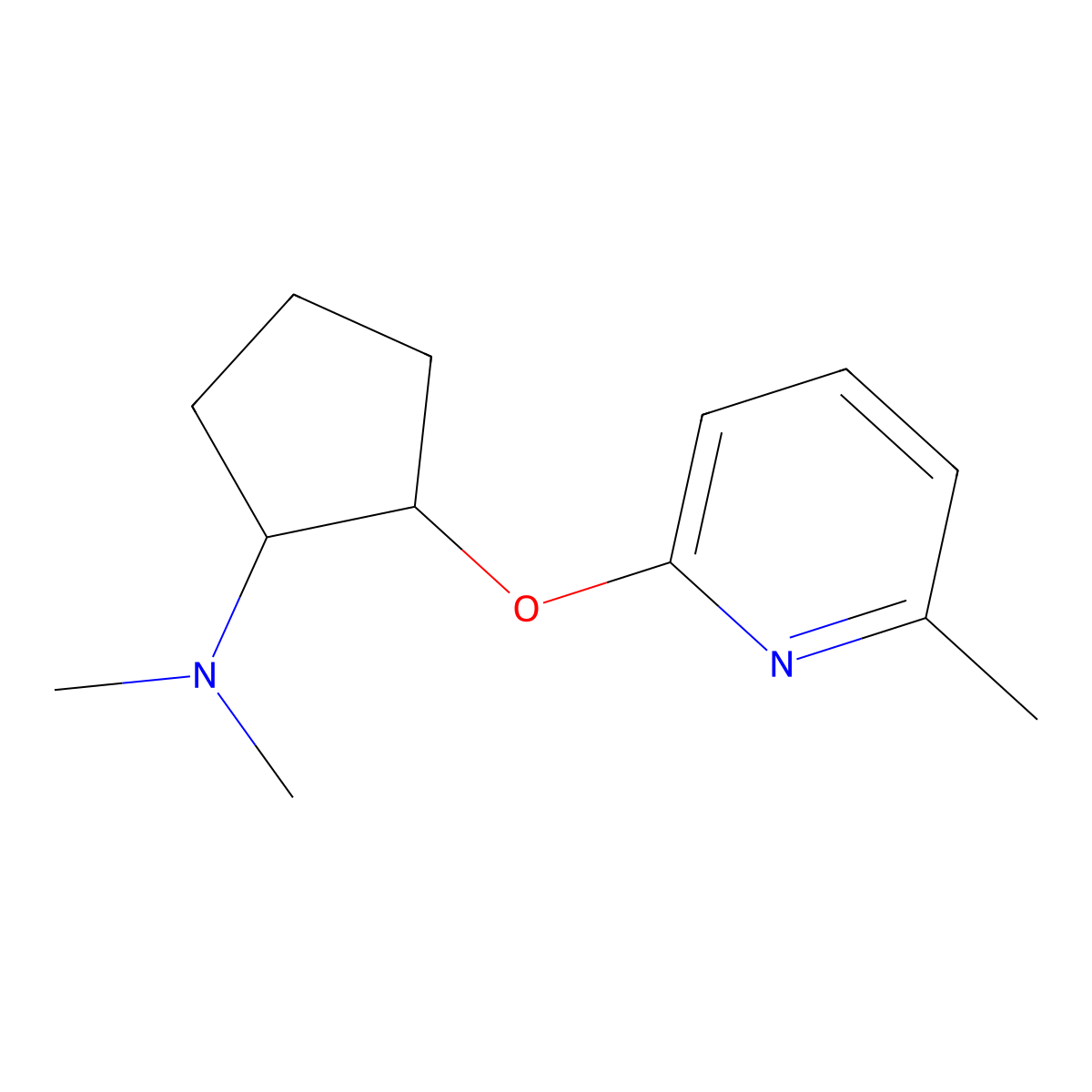 N,N-dimethyl-2-[(6-methylpyridin-2-yl)oxy]cyclopentan-1-amine molecular structure, CAS 2199517-34-3