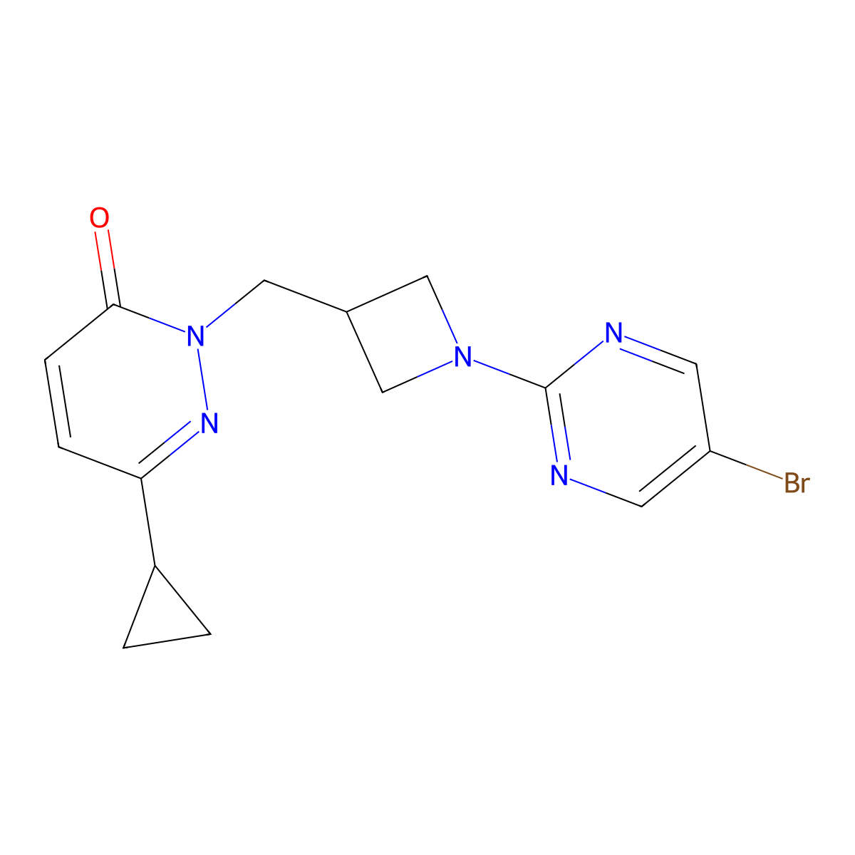 2-{[1-(5-Bromopyrimidin-2-yl)azetidin-3-yl]methyl}-6-cyclopropyl-2,3-dihydropyridazin-3-one molecular structure, CAS 2199517-77-4