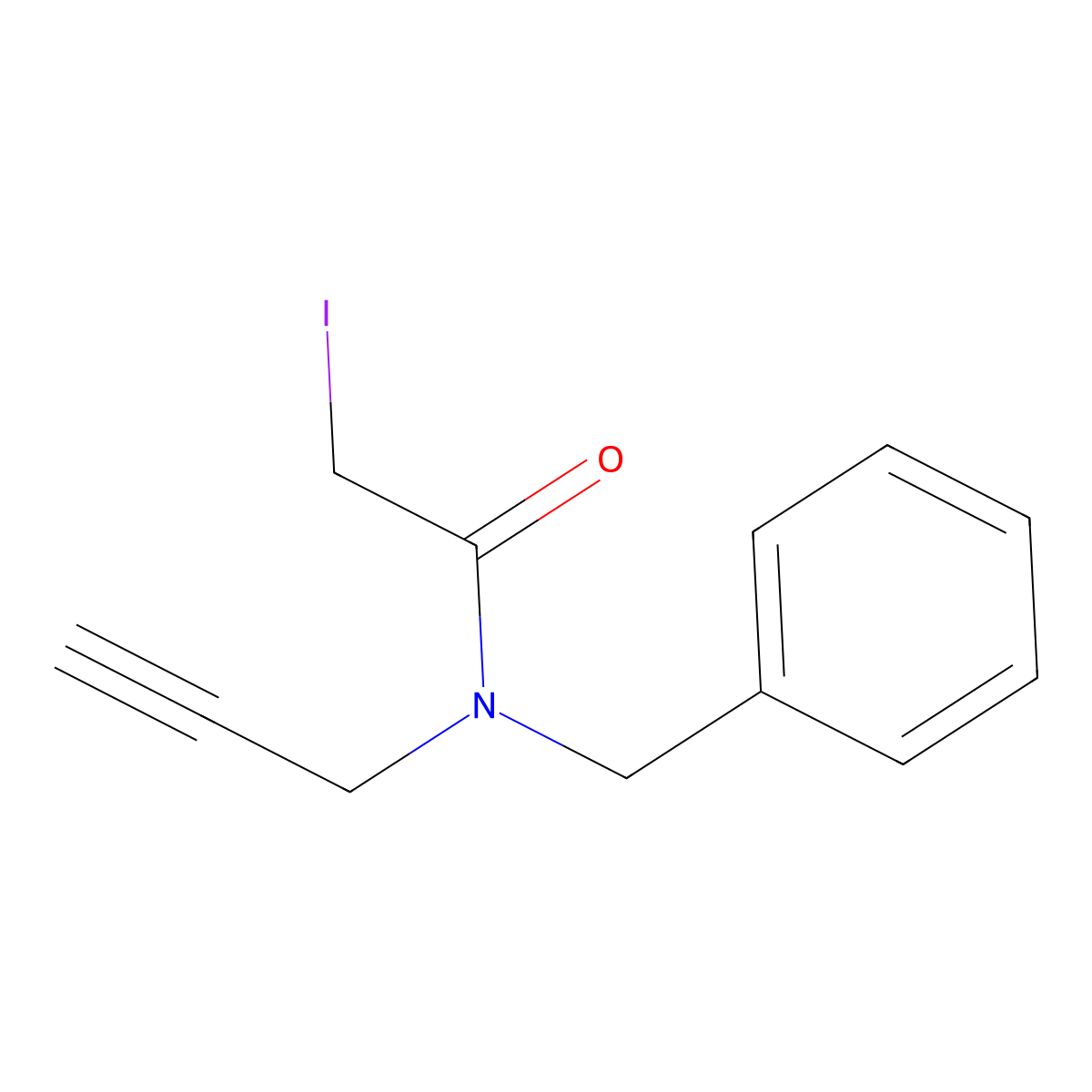 N-benzyl-2-iodo-N-(prop-2-yn-1-yl)acetamide molecular structure, CAS 2199518-90-4