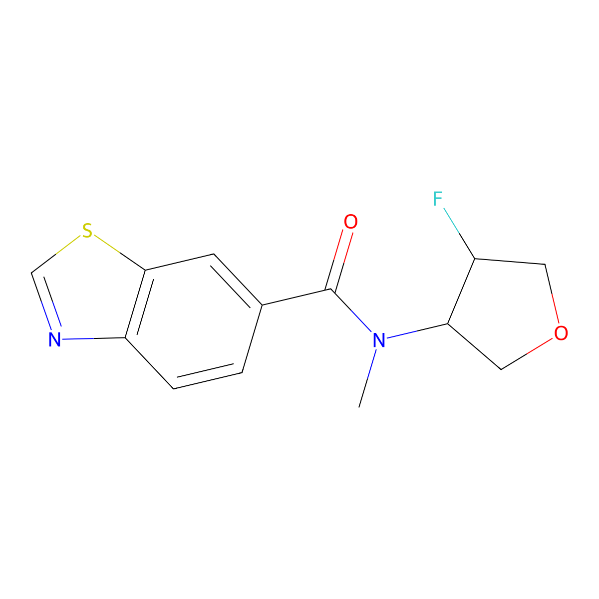 N-(4-fluorooxolan-3-yl)-N-methyl-1,3-benzothiazole-6-carboxamide molecular structure, CAS 2199520-89-1