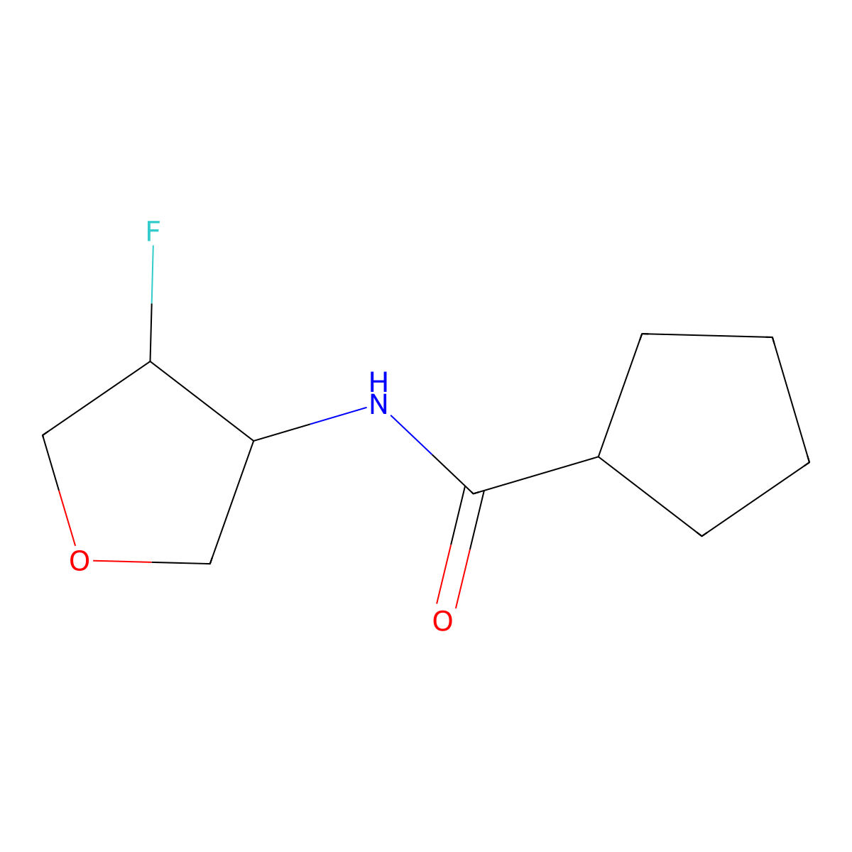 N-(4-fluorooxolan-3-yl)cyclopentanecarboxamide molecular structure, CAS 2199548-37-1