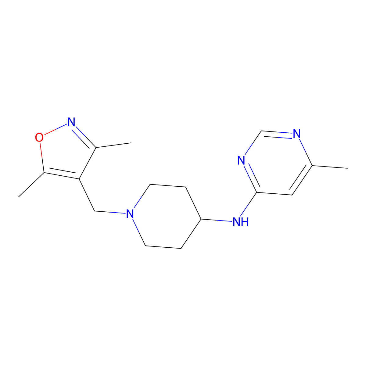 N-{1-[(3,5-dimethyl-1,2-oxazol-4-yl)methyl]piperidin-4-yl}-6-methylpyrimidin-4-amine molecular structure, CAS 2199548-68-8