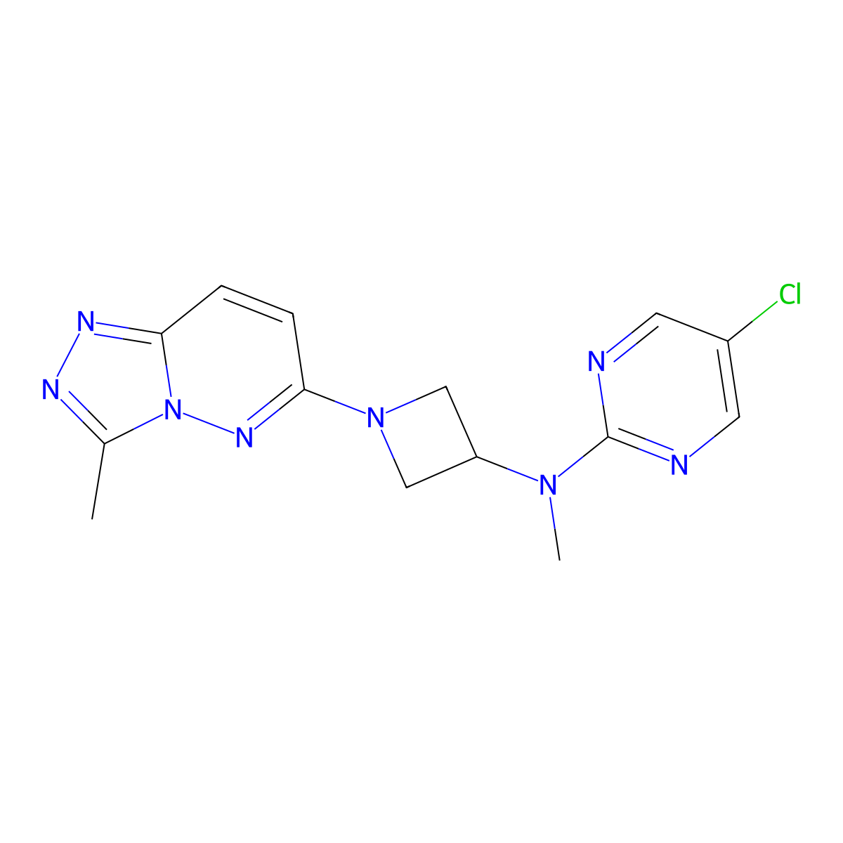 5-chloro-N-methyl-N-(1-{3-methyl-[1,2,4]triazolo[4,3-b]pyridazin-6-yl}azetidin-3-yl)pyrimidin-2-amine molecular structure, CAS 2199550-56-4