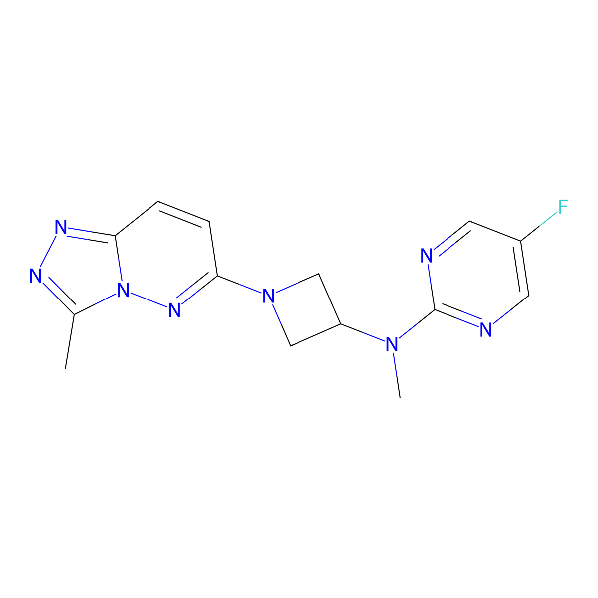 5-fluoro-N-methyl-N-(1-{3-methyl-[1,2,4]triazolo[4,3-b]pyridazin-6-yl}azetidin-3-yl)pyrimidin-2-amine molecular structure, CAS 2199550-58-6