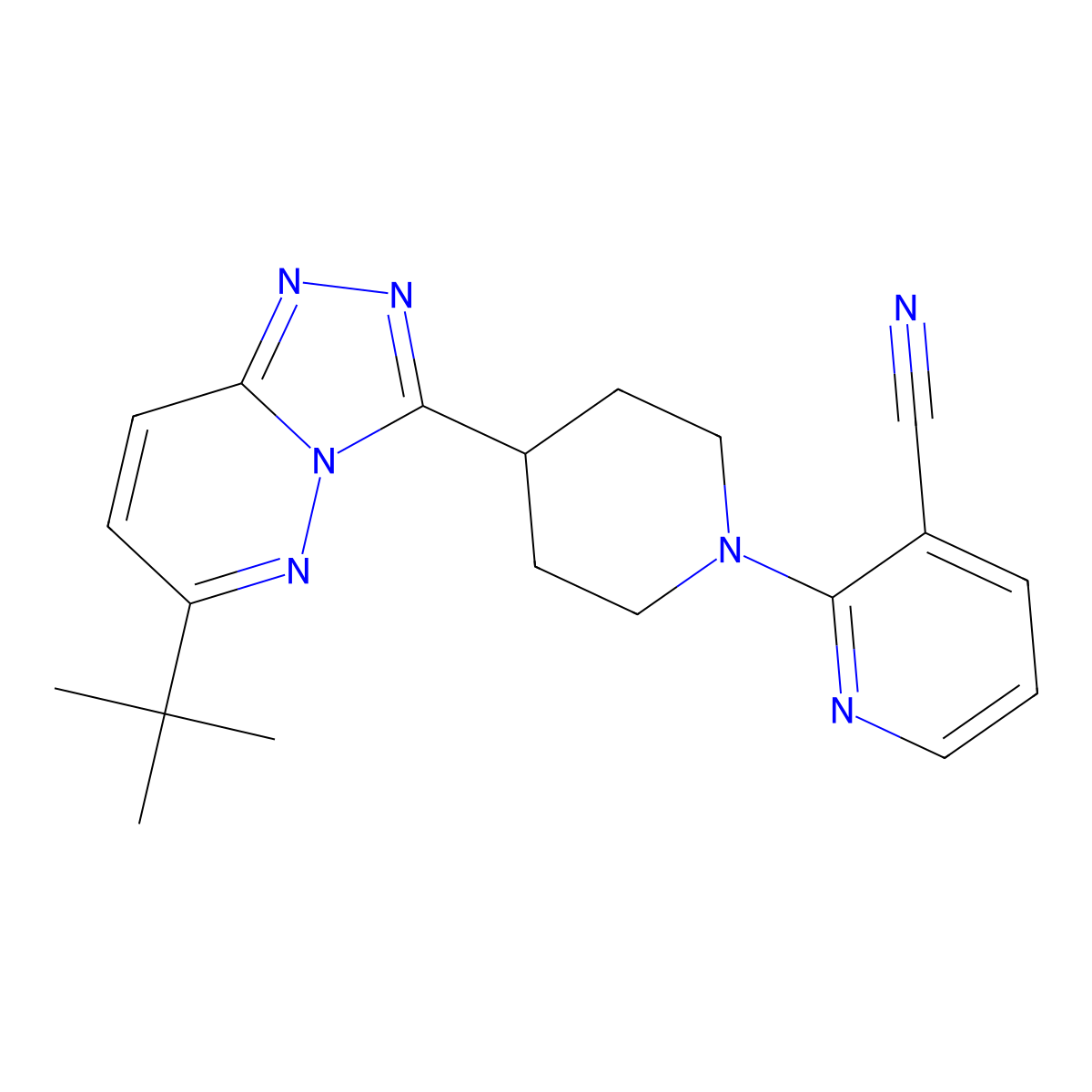 2-(4-{6-Tert-butyl-[1,2,4]triazolo[4,3-b]pyridazin-3-yl}piperidin-1-yl)pyridine-3-carbonitrile molecular structure, CAS 2199550-82-6