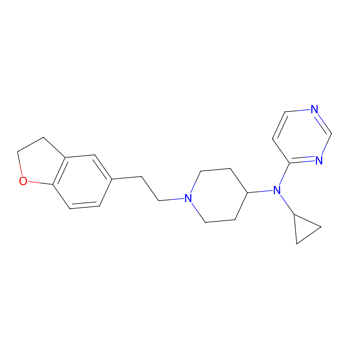 N-cyclopropyl-N-{1-[2-(2,3-dihydro-1-benzofuran-5-yl)ethyl]piperidin-4-yl}pyrimidin-4-amine molecular structure, CAS 2199552-08-2