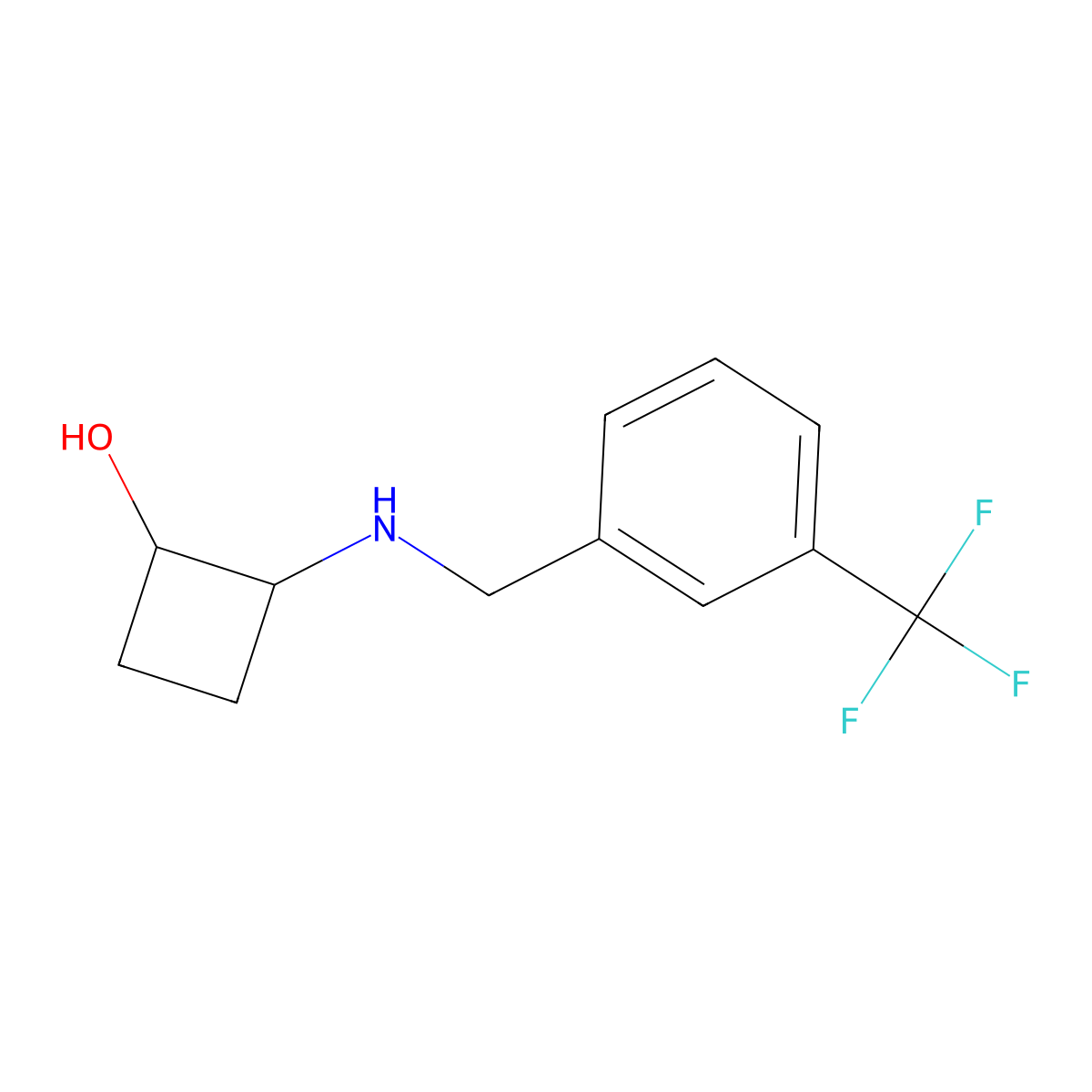 2-({[3-(Trifluoromethyl)phenyl]methyl}amino)cyclobutan-1-ol molecular structure, CAS 2199571-67-8
