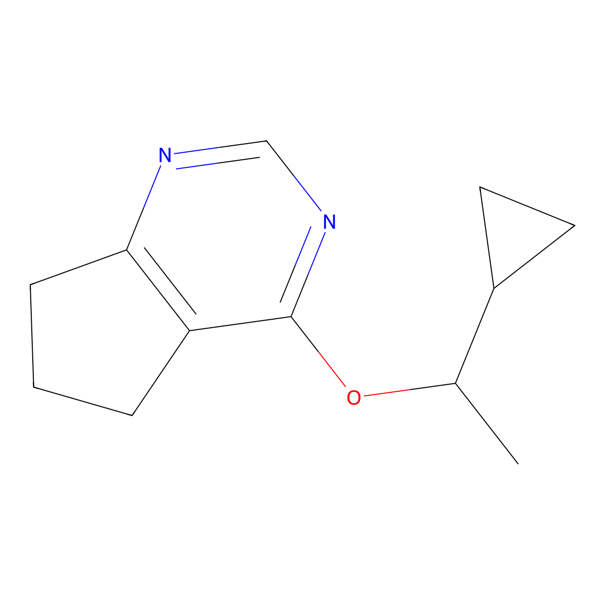 4-(1-cyclopropylethoxy)-5H,6H,7H-cyclopenta[d]pyrimidine molecular structure, CAS 2199572-83-1