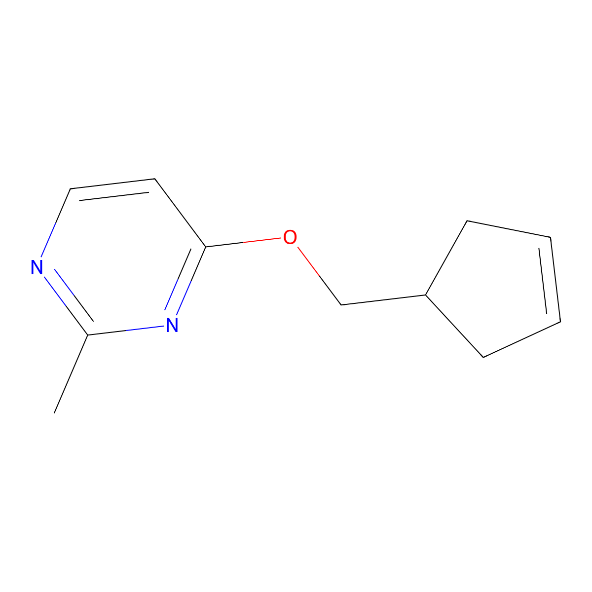 4-[(Cyclopent-3-en-1-yl)methoxy]-2-methylpyrimidine molecular structure, CAS 2199573-94-7