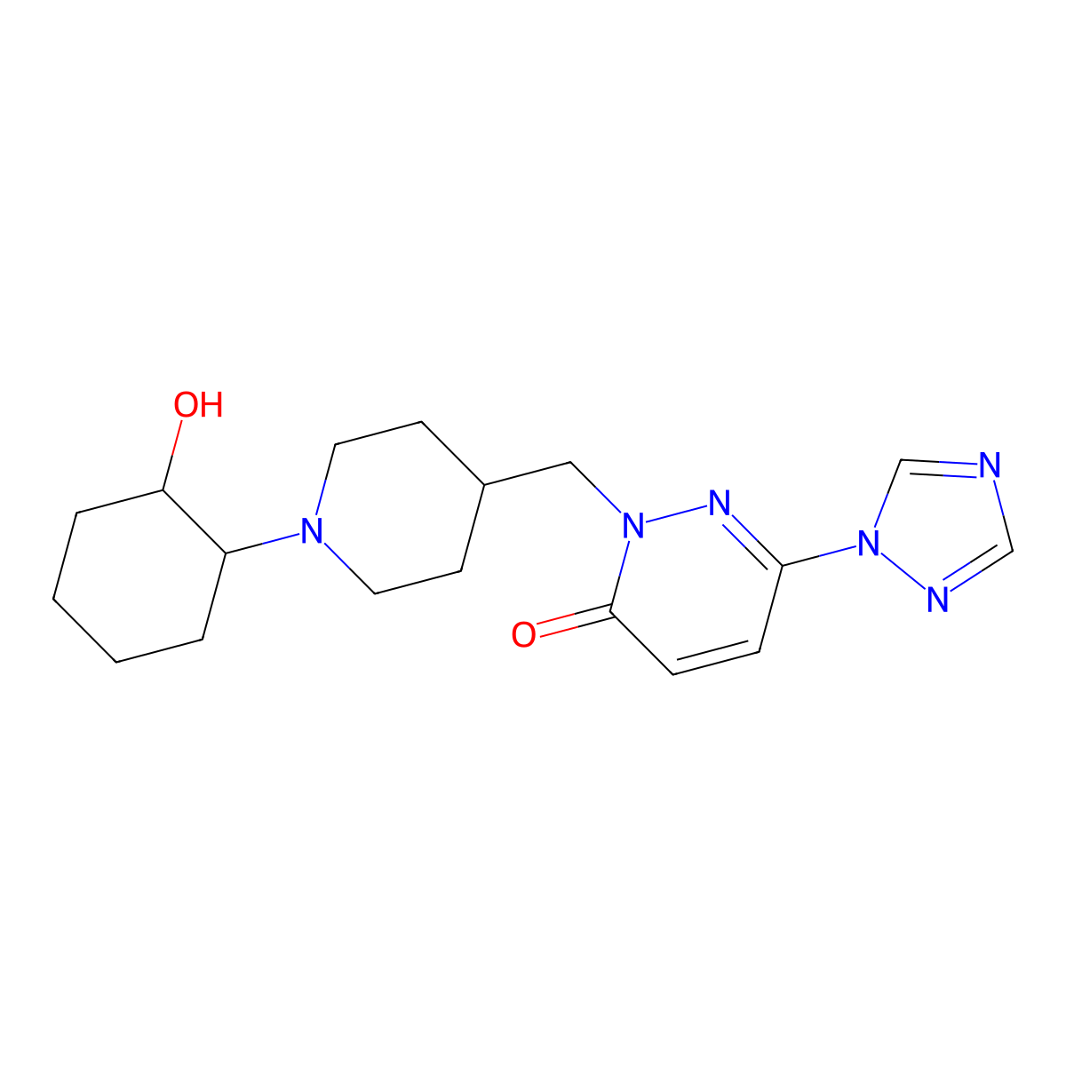 2-{[1-(2-hydroxycyclohexyl)piperidin-4-yl]methyl}-6-(1H-1,2,4-triazol-1-yl)-2,3-dihydropyridazin-3-one molecular structure, CAS 2199577-26-7