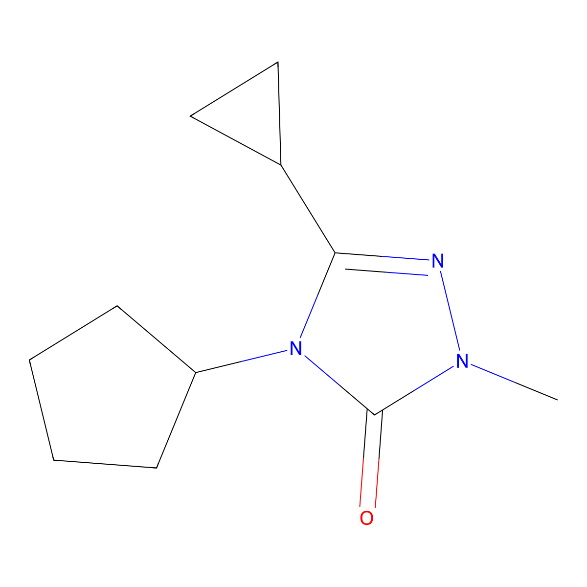 4-cyclopentyl-3-cyclopropyl-1-methyl-4,5-dihydro-1H-1,2,4-triazol-5-one molecular structure, CAS 2199589-34-7