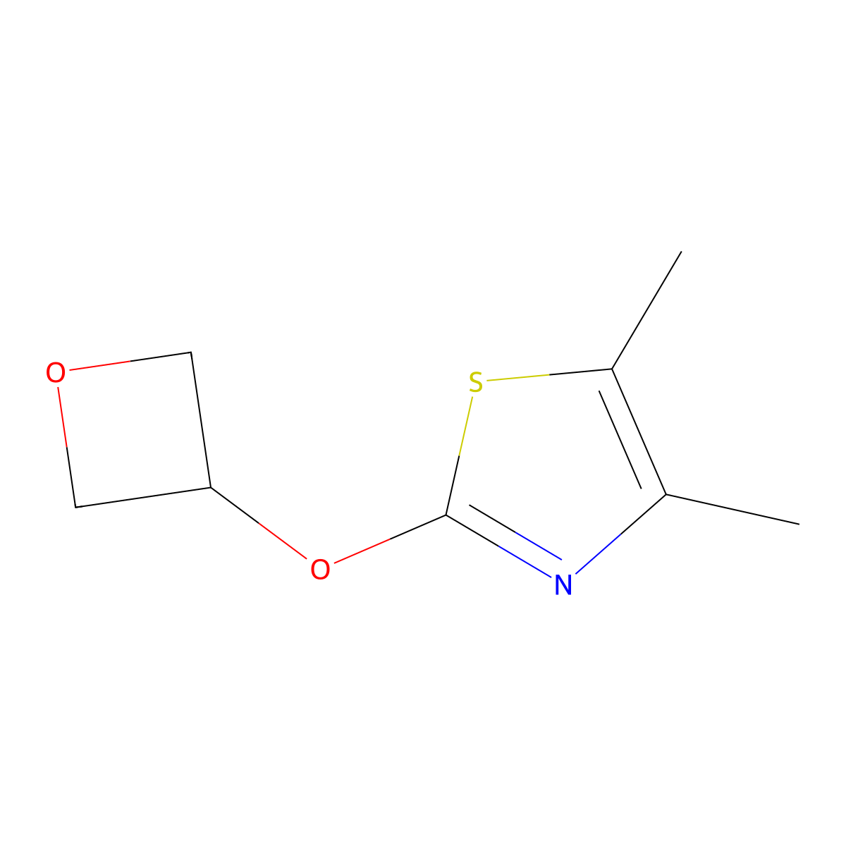 4,5-Dimethyl-2-(oxetan-3-yloxy)-1,3-thiazole molecular structure, CAS 2199590-29-7