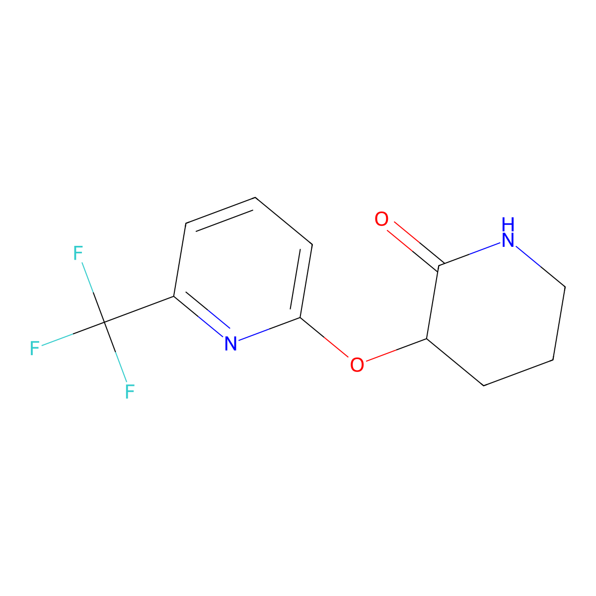 3-{[6-(Trifluoromethyl)pyridin-2-yl]oxy}piperidin-2-one molecular structure, CAS 2199601-89-1