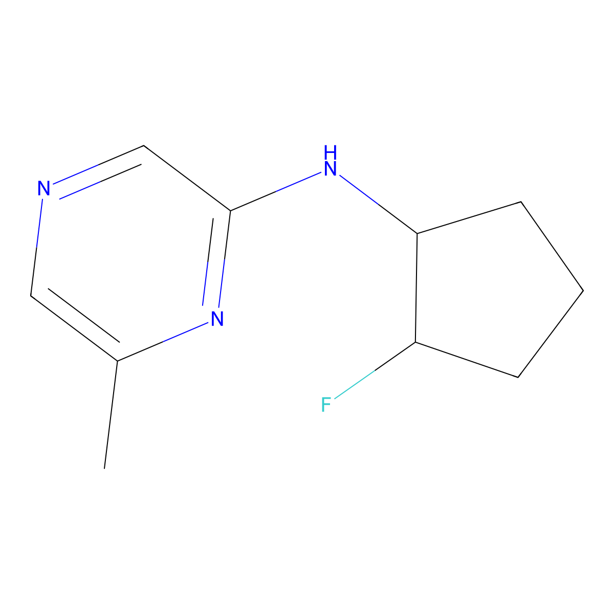N-(2-fluorocyclopentyl)-6-methylpyrazin-2-amine molecular structure, CAS 2199601-99-3