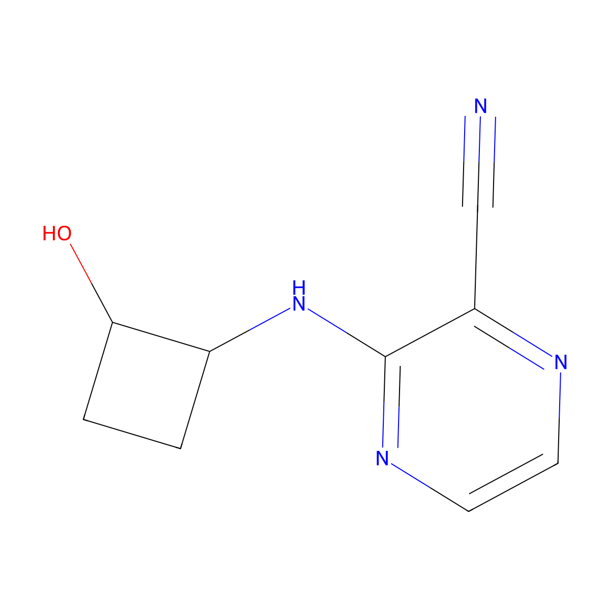 3-[(2-Hydroxycyclobutyl)amino]pyrazine-2-carbonitrile molecular structure, CAS 2199602-51-0
