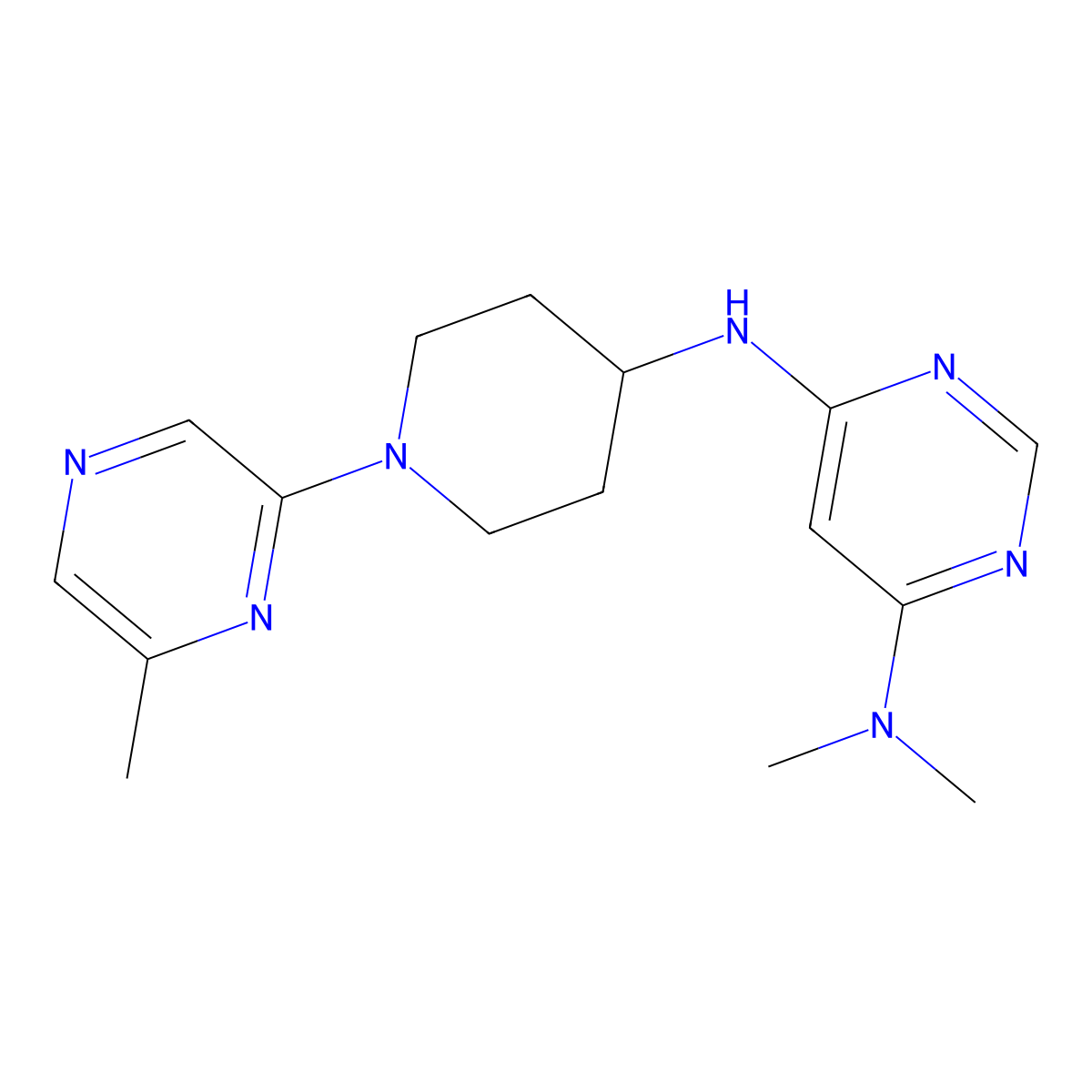 N4,N4-dimethyl-N6-[1-(6-methylpyrazin-2-yl)piperidin-4-yl]pyrimidine-4,6-diamine molecular structure, CAS 2199625-94-8