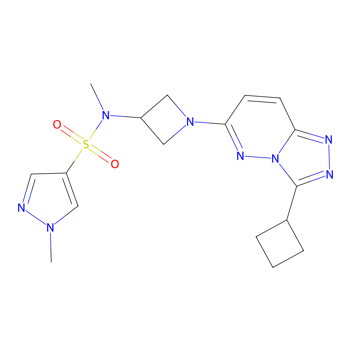 N-(1-{3-cyclobutyl-[1,2,4]triazolo[4,3-b]pyridazin-6-yl}azetidin-3-yl)-N,1-dimethyl-1H-pyrazole-4-sulfonamide molecular structure, CAS 2199630-67-4