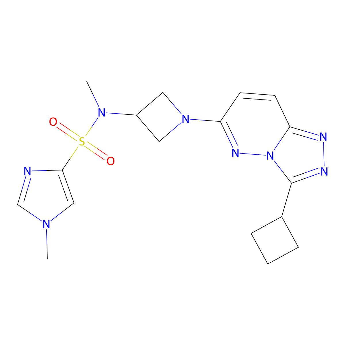 N-(1-{3-cyclobutyl-[1,2,4]triazolo[4,3-b]pyridazin-6-yl}azetidin-3-yl)-N,1-dimethyl-1H-imidazole-4-sulfonamide molecular structure, CAS 2199630-69-6