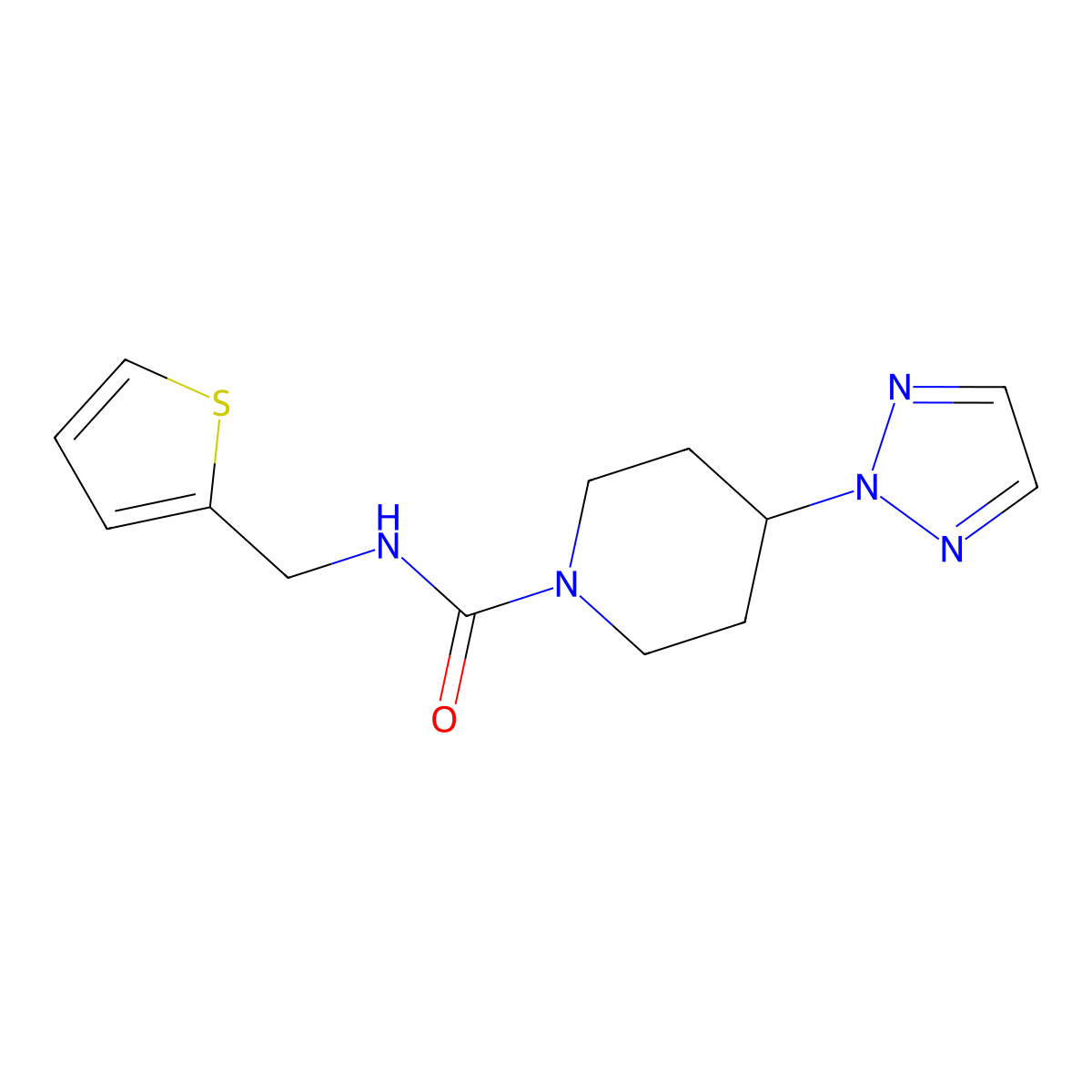 N-(thiophen-2-ylmethyl)-4-(2H-1,2,3-triazol-2-yl)piperidine-1-carboxamide molecular structure, CAS 2199632-18-1