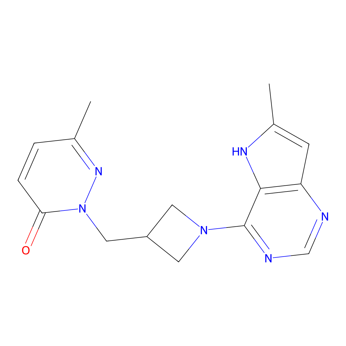 6-methyl-2-[(1-{6-methyl-5H-pyrrolo[3,2-d]pyrimidin-4-yl}azetidin-3-yl)methyl]-2,3-dihydropyridazin-3-one molecular structure, CAS 2199653-77-3
