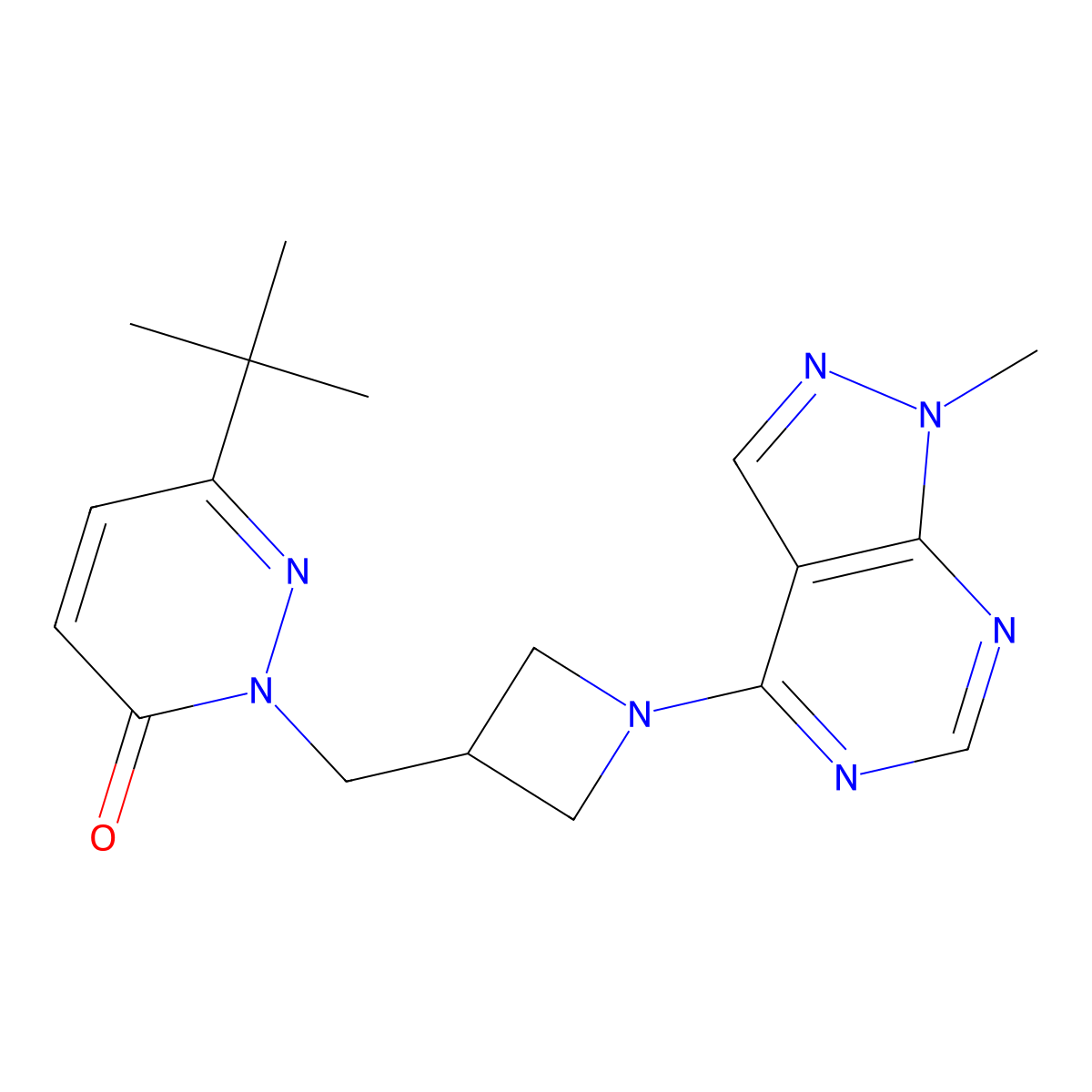 6-tert-butyl-2-[(1-{1-methyl-1H-pyrazolo[3,4-d]pyrimidin-4-yl}azetidin-3-yl)methyl]-2,3-dihydropyridazin-3-one molecular structure, CAS 2199654-90-3