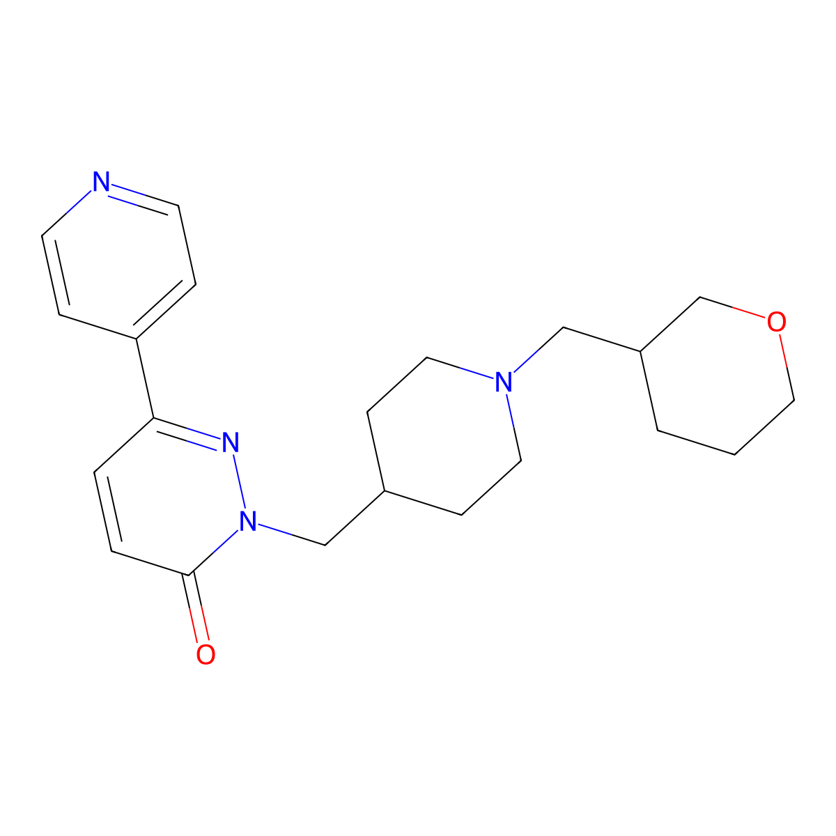 2-({1-[(Oxan-3-yl)methyl]piperidin-4-yl}methyl)-6-(pyridin-4-yl)-2,3-dihydropyridazin-3-one molecular structure, CAS 2199674-44-5