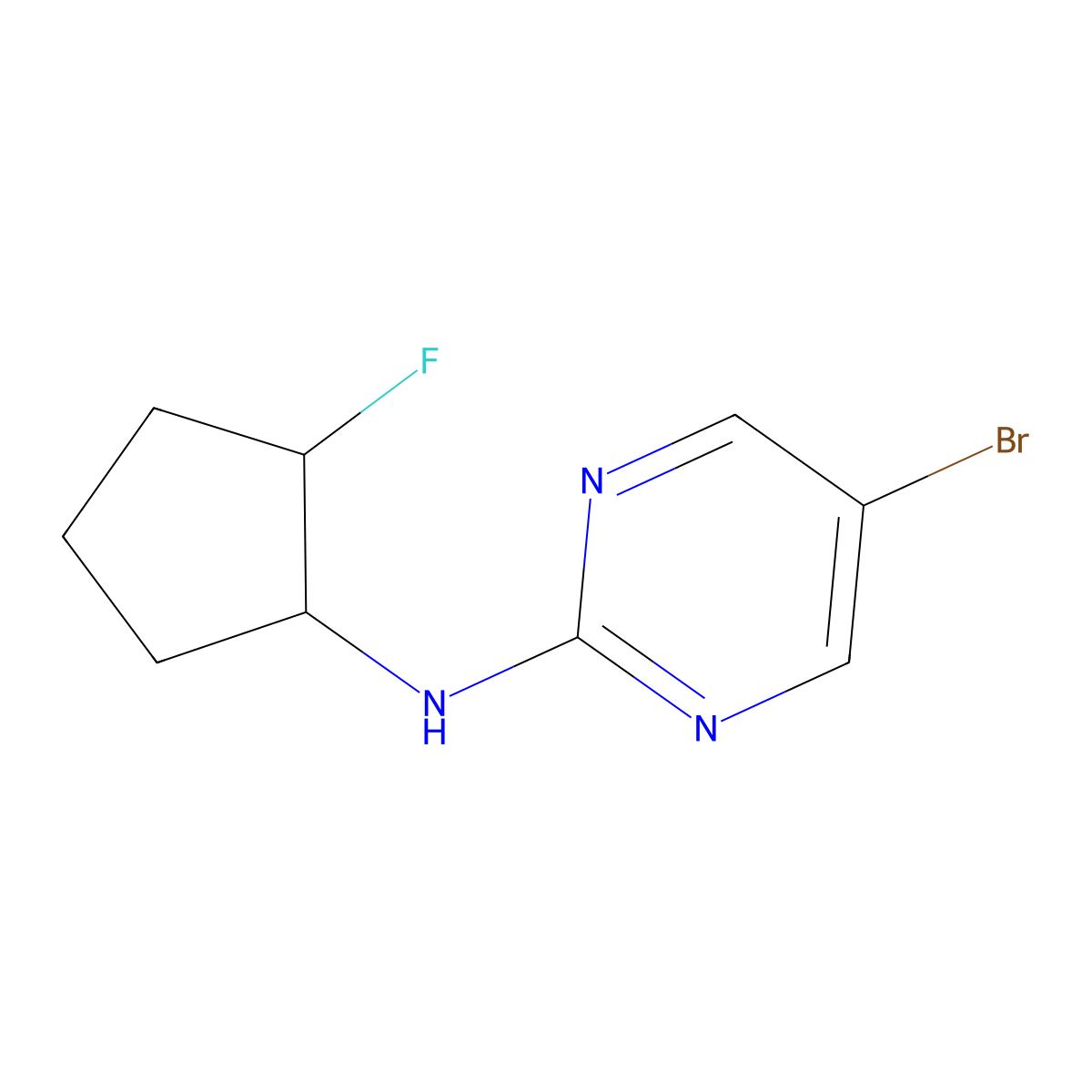 5-bromo-N-(2-fluorocyclopentyl)pyrimidin-2-amine molecular structure, CAS 2199682-39-6