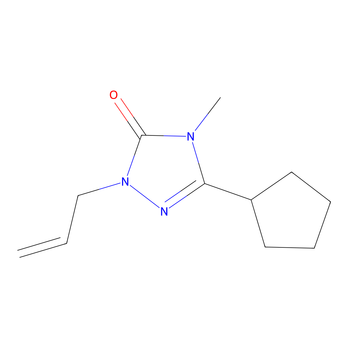 3-cyclopentyl-4-methyl-1-(prop-2-en-1-yl)-4,5-dihydro-1H-1,2,4-triazol-5-one molecular structure, CAS 2199682-64-7