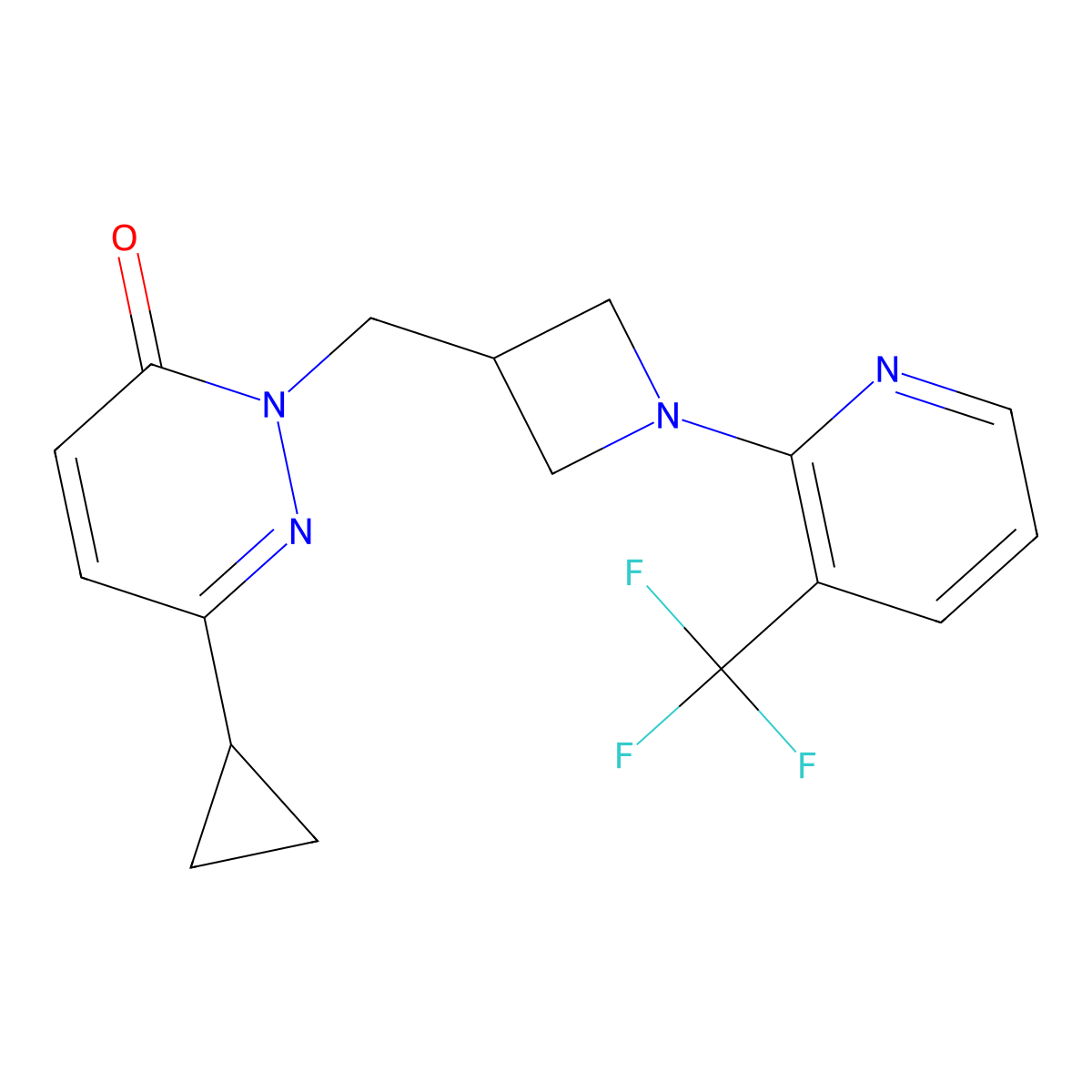 6-Cyclopropyl-2-({1-[3-(trifluoromethyl)pyridin-2-yl]azetidin-3-yl}methyl)-2,3-dihydropyridazin-3-one molecular structure, CAS 2199684-20-1
