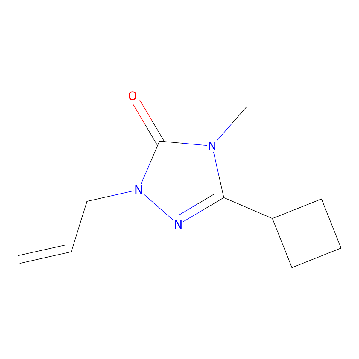 3-cyclobutyl-4-methyl-1-(prop-2-en-1-yl)-4,5-dihydro-1H-1,2,4-triazol-5-one molecular structure, CAS 2199684-28-9