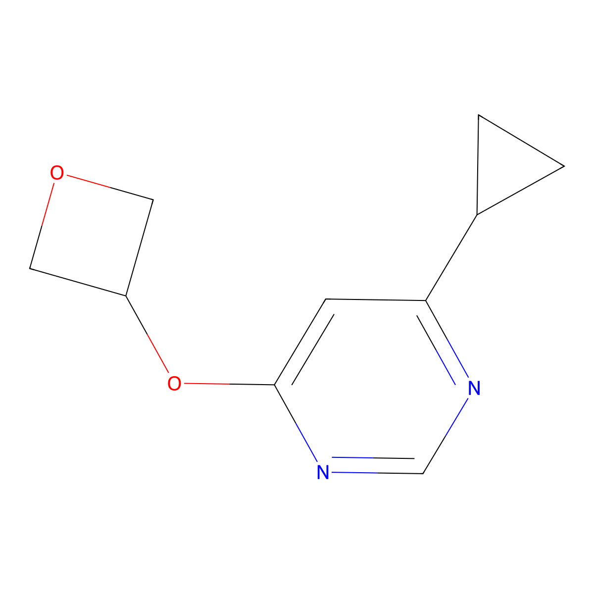 4-Cyclopropyl-6-(oxetan-3-yloxy)pyrimidine molecular structure, CAS 2199684-67-6