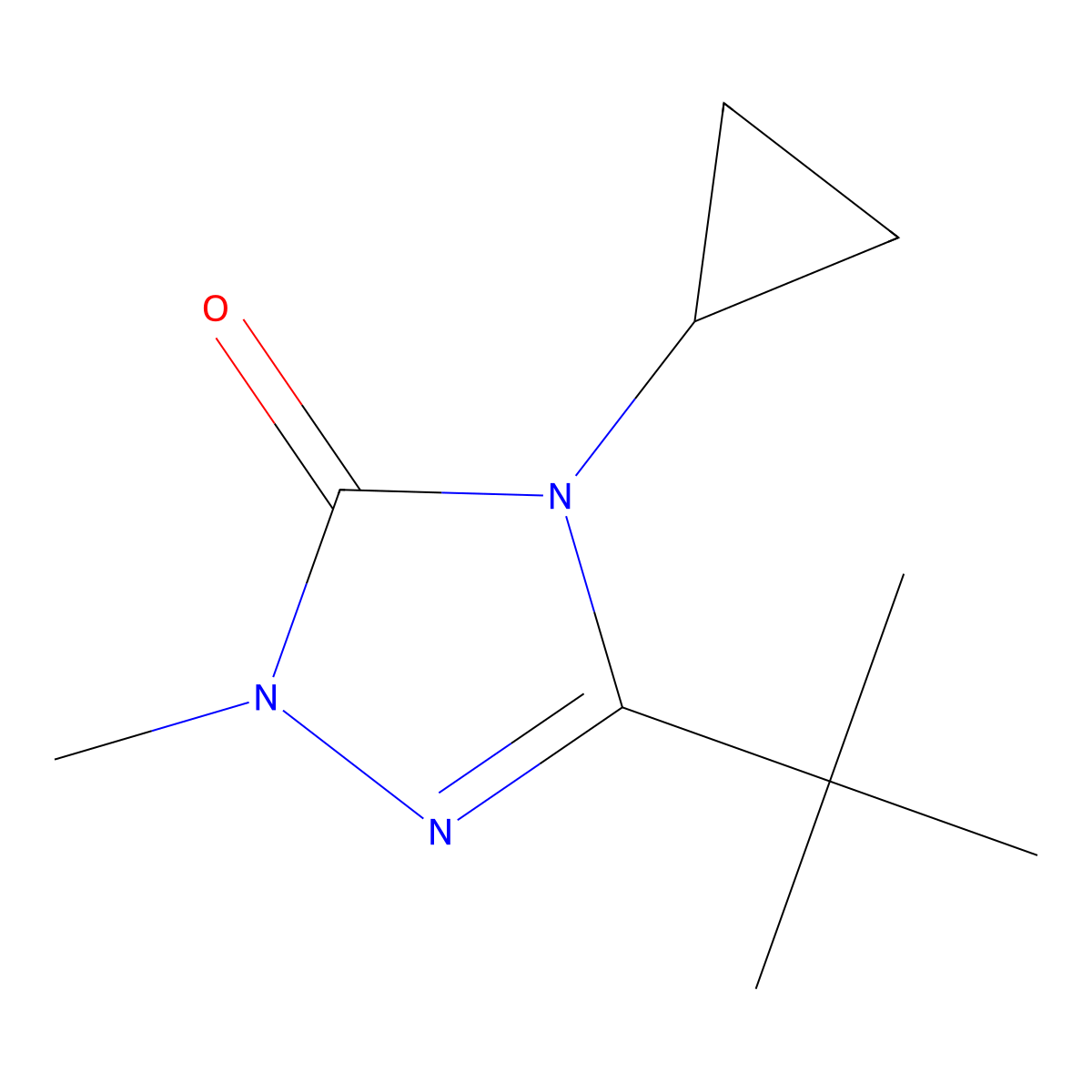 3-tert-butyl-4-cyclopropyl-1-methyl-4,5-dihydro-1H-1,2,4-triazol-5-one molecular structure, CAS 2199684-86-9