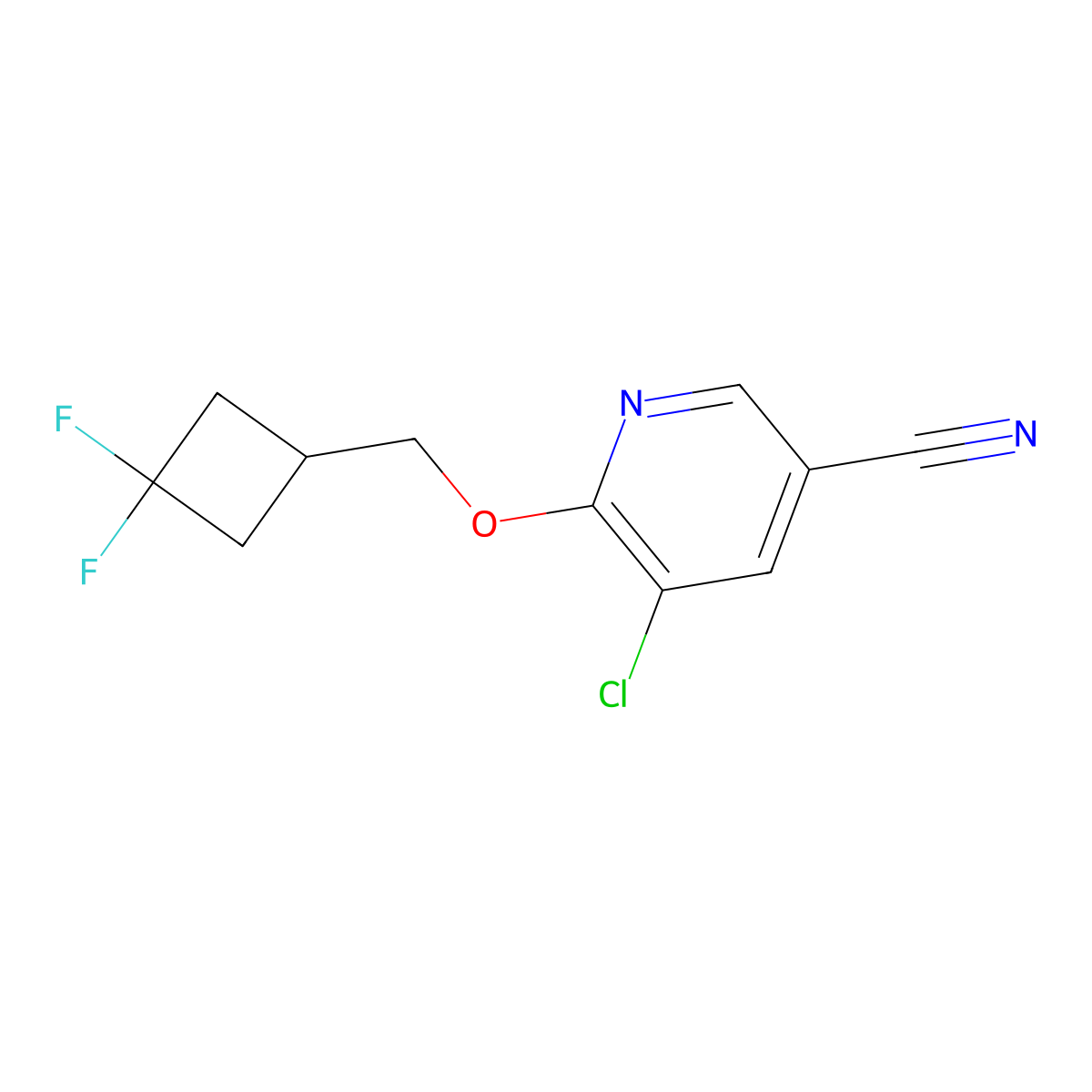 5-Chloro-6-[(3,3-difluorocyclobutyl)methoxy]pyridine-3-carbonitrile molecular structure, CAS 2199684-96-1
