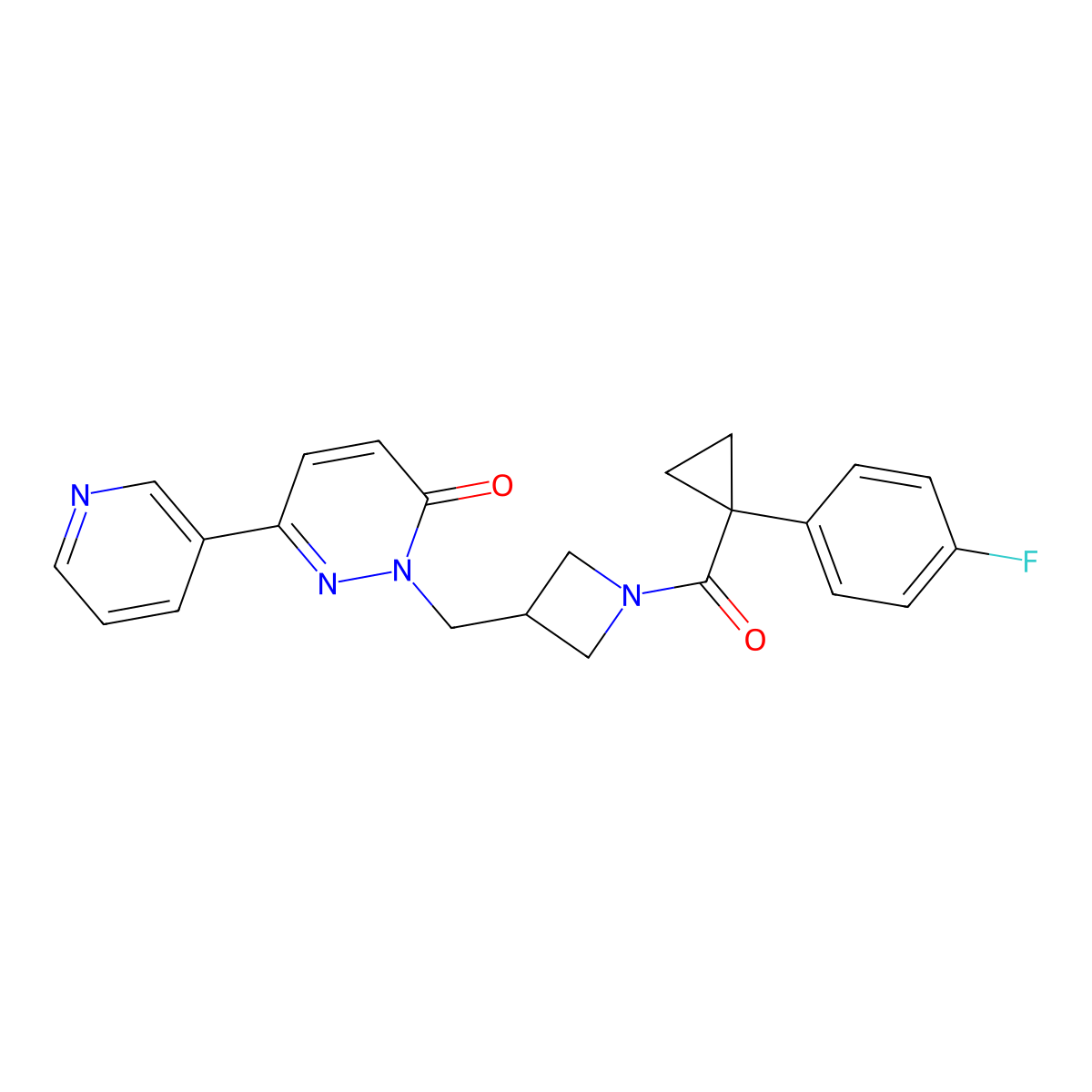 2-({1-[1-(4-Fluorophenyl)cyclopropanecarbonyl]azetidin-3-yl}methyl)-6-(pyridin-3-yl)-2,3-dihydropyridazin-3-one molecular structure, CAS 2199709-55-0