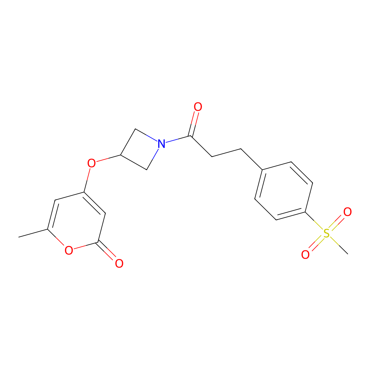 4-({1-[3-(4-methanesulfonylphenyl)propanoyl]azetidin-3-yl}oxy)-6-methyl-2H-pyran-2-one molecular structure, CAS 2199712-41-7