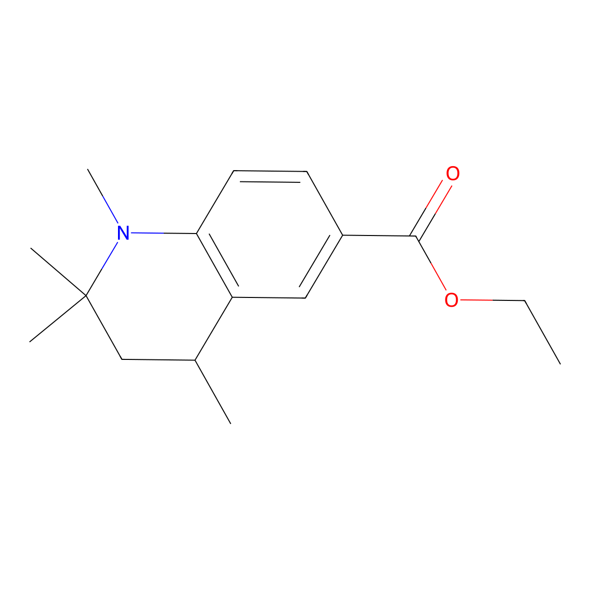 Ethyl 1,2,2,4-tetramethyl-1,2,3,4-tetrahydroquinoline-6-carboxylate molecular structure, CAS 2199730-34-0