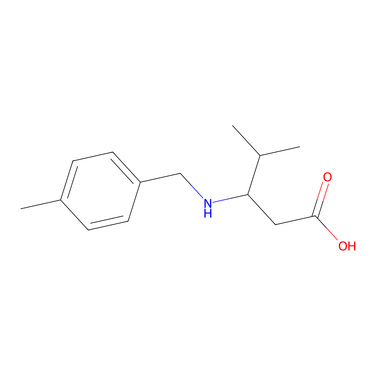 4-Methyl-3-{[(4-methylphenyl)methyl]amino}pentanoic acid molecular structure, CAS 2199745-47-4