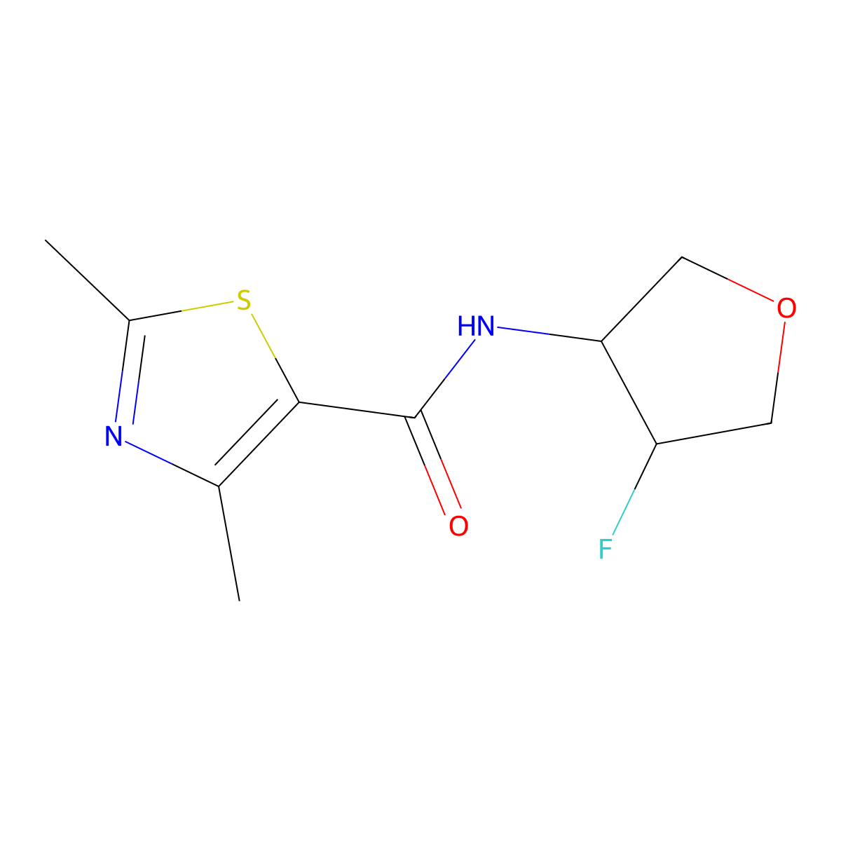 N-(4-fluorooxolan-3-yl)-2,4-dimethyl-1,3-thiazole-5-carboxamide molecular structure, CAS 2199751-91-0