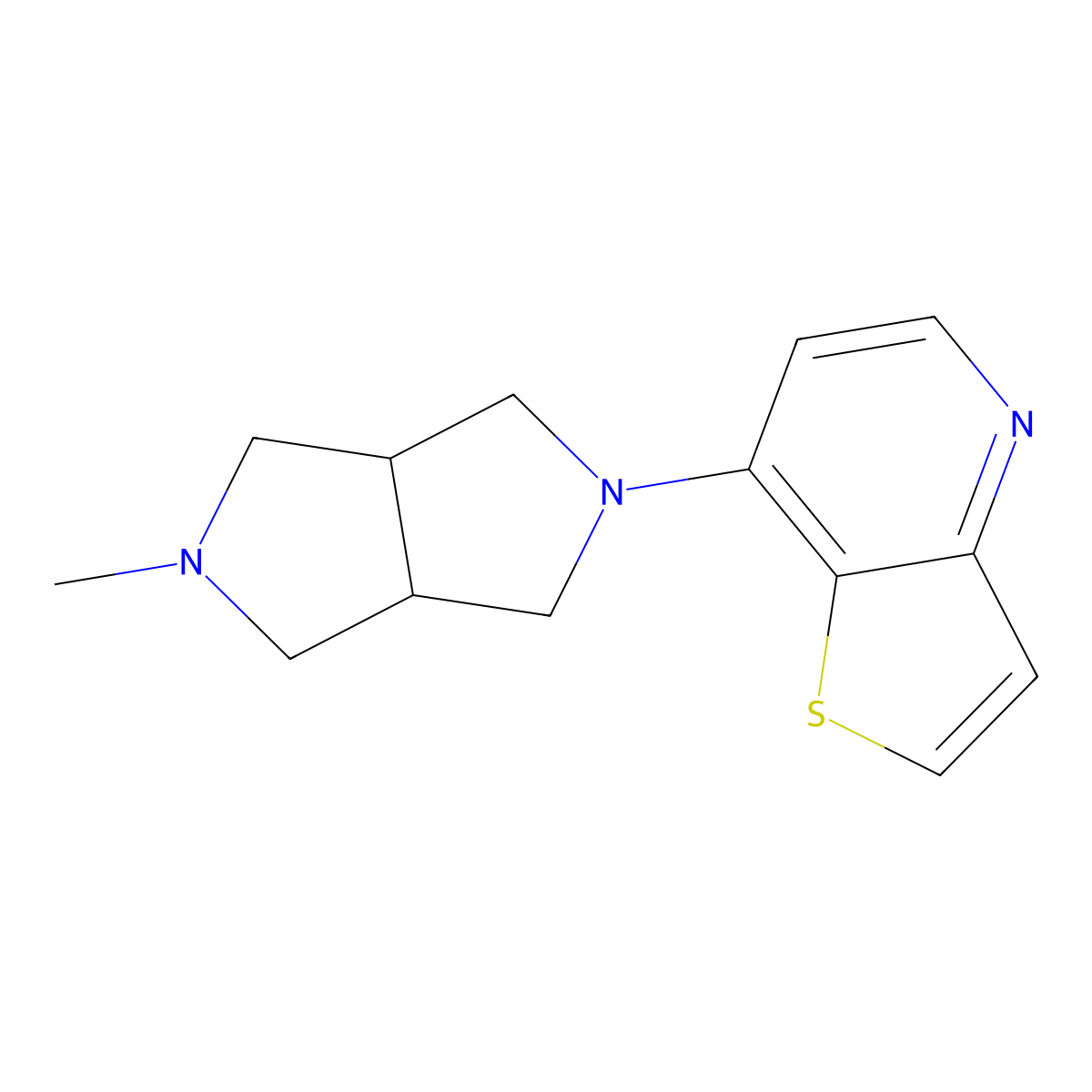 2-Methyl-5-{thieno[3,2-b]pyridin-7-yl}-octahydropyrrolo[3,4-c]pyrrole molecular structure, CAS 2199755-23-0