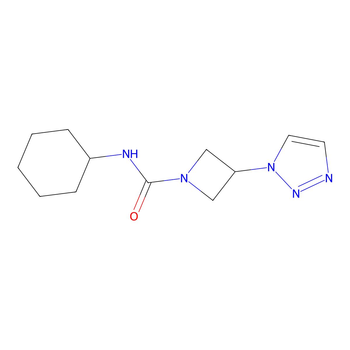 N-cyclohexyl-3-(1H-1,2,3-triazol-1-yl)azetidine-1-carboxamide molecular structure, CAS 2199755-66-1