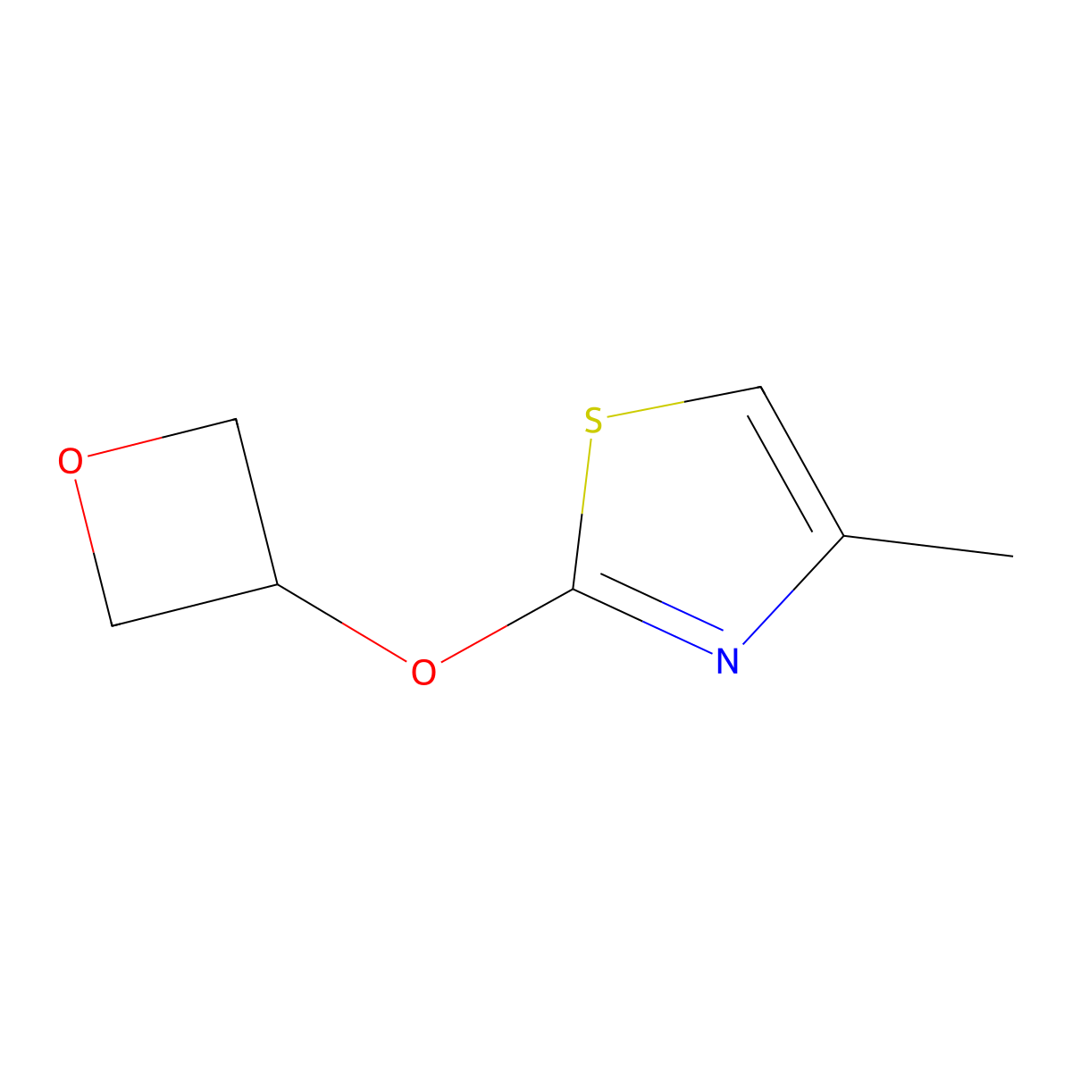 4-Methyl-2-(oxetan-3-yloxy)-1,3-thiazole molecular structure, CAS 2199763-98-7