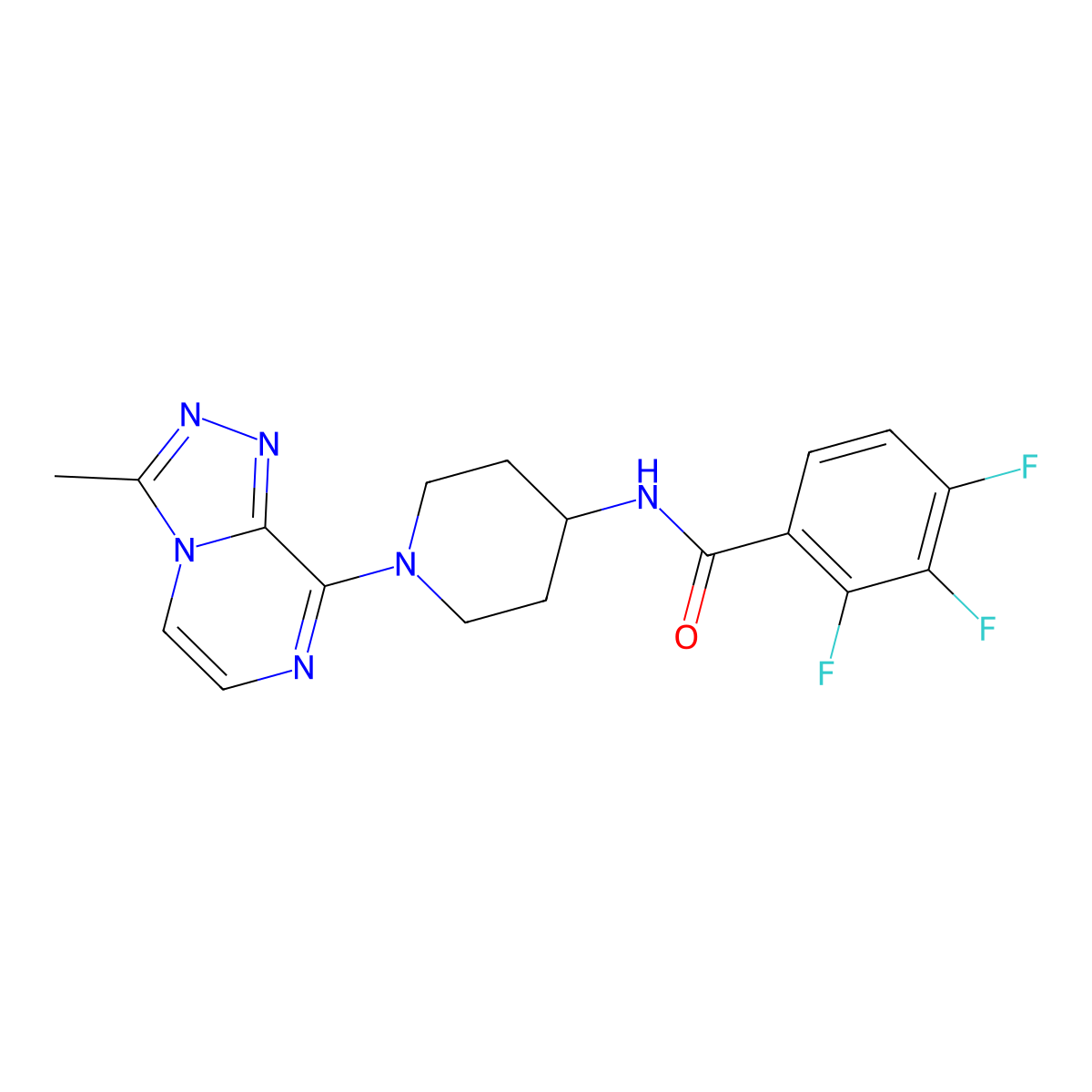 2,3,4-trifluoro-N-(1-{3-methyl-[1,2,4]triazolo[4,3-a]pyrazin-8-yl}piperidin-4-yl)benzamide molecular structure, CAS 2199793-11-6