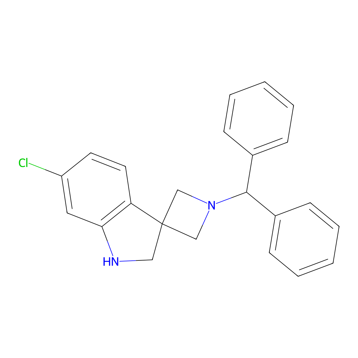 1-Benzhydryl-6'-chlorospiro[azetidine-3,3'-indoline] molecular structure, CAS 2199794-32-4