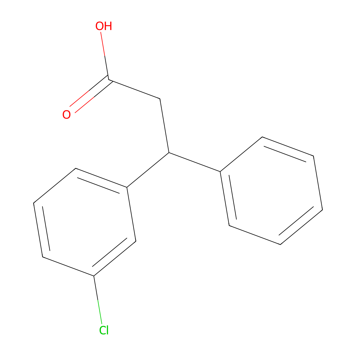 3-(3-Chlorophenyl)-3-phenylpropanoic acid molecular structure, CAS 21998-29-8