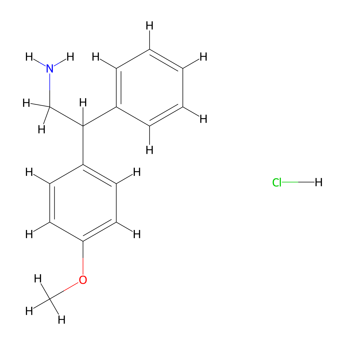 2-(4-Methoxyphenyl)-2-phenylethylamine hydrochloride molecular structure, CAS 21998-49-2