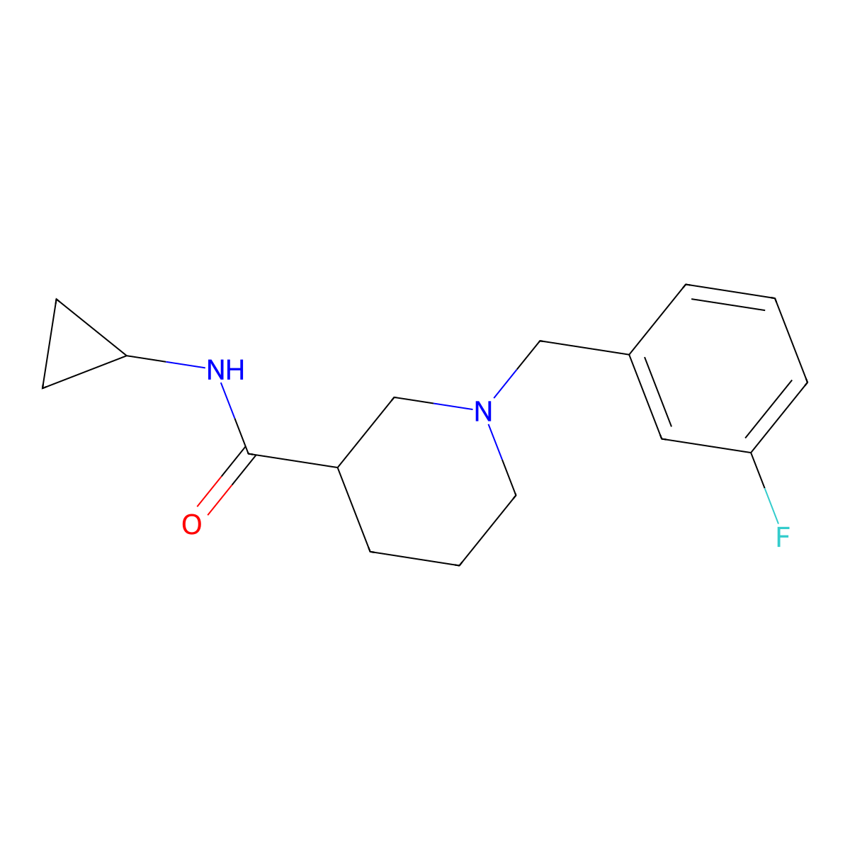 N-cyclopropyl-1-[(3-fluorophenyl)methyl]piperidine-3-carboxamide molecular structure, CAS 2199820-96-5
